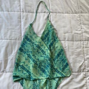 Olivaceous snakeskin halter top